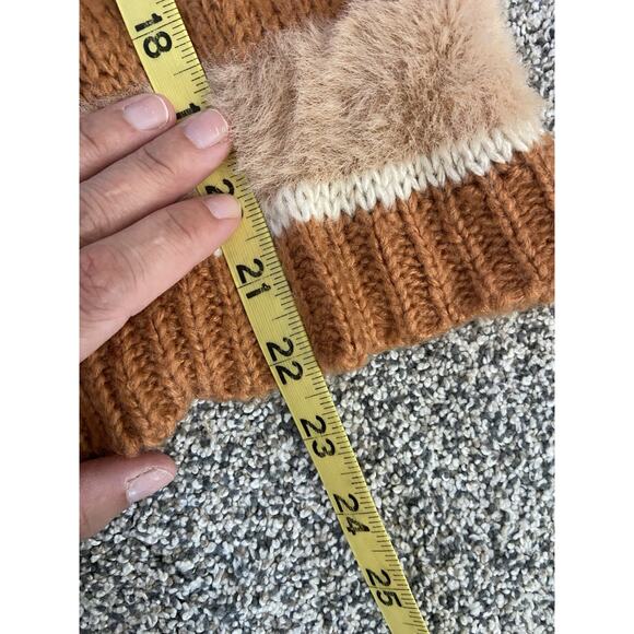 Women's Stripe Open Front Cardigan Small Cable Knit Fuzzy Boho Costal Cozy - Picture 6 of 8